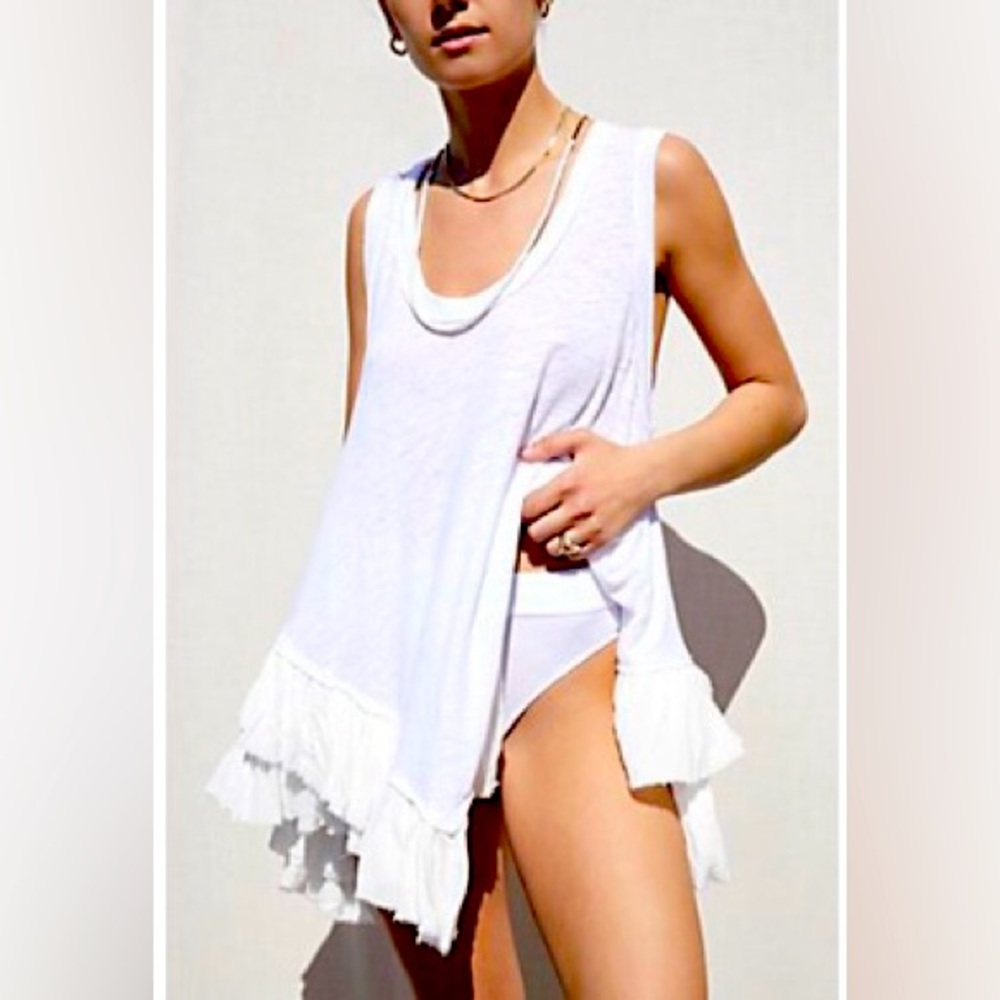 We the Free People Shimmy Sasha Ruffled Tier Tunic - Sz L NWOT